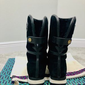 Tory Burch Balfour Deep Split Suede/Leather Boots